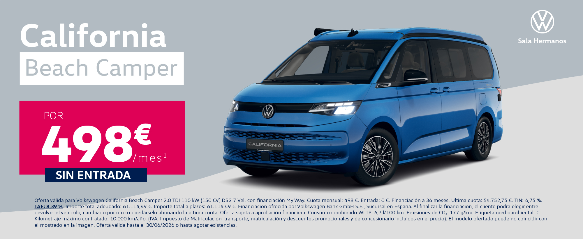 ¡Sin entrada! California Beach Camper por 498€/mes*